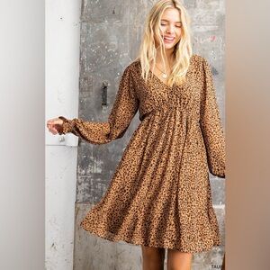 Kori Brown Leopard Long Sleeve Dress